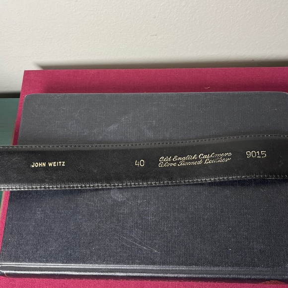 John Weitz Cognac Old English Cashmere Glove Tanned‎ Leather Men's Belt Sz 40 - Picture 5 of 11